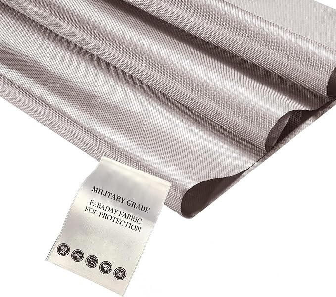 Fabric Military Grade Protection Faraday Fabric 19.7" x 43" DIY Wireless Shield Fabric for WiFi, Cell, GPS