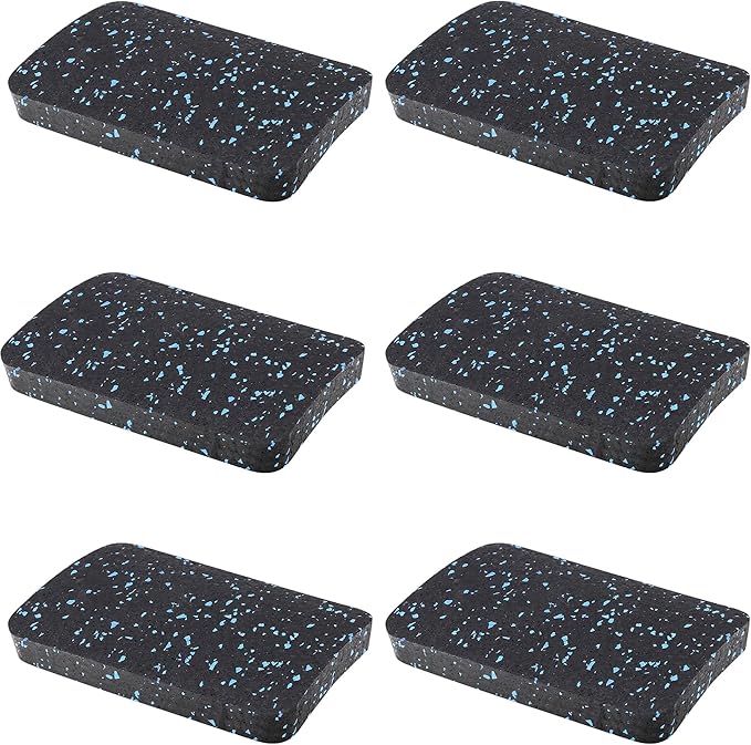 Heavy Duty Treadmill Mat Pads - 6 PCS 0.55" Ultra-Dense Rubber Anti-Vibration Pads - Professional Grade Floor Protection for Large Machines and High-Impact Use