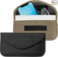 2PCS Faraday Bags for Car Key and Cell Phone, Signal Blocking Bag, Faraday Key Fob Protector, Universal Cell Phone Privacy Card Protection Car Accessories for Anti-Thefting (Black+Khaki)