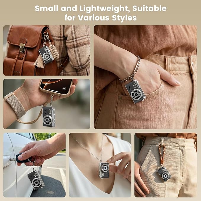 Retro Keychain Camcorder, 1080P Mini Keychain Camera with 32G SD Card, Tiny Video Thumb Camera with 0.96" Screen, Teens Portable 20g Pocket Digital Camera with Flash for Vlogging, Travel, and EDC