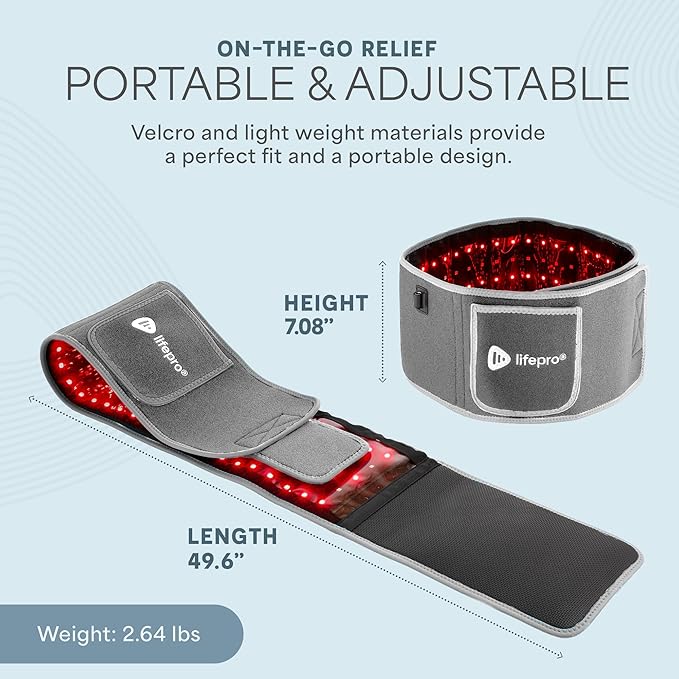 Lifepro Red Light Therapy Belt – Infrared Red Light Therapy for Body, Back Pain and Shoulder - 660nm & 850nm Near Infrared Heating Pad – Adjustable & Portable for Wellness & Relaxation