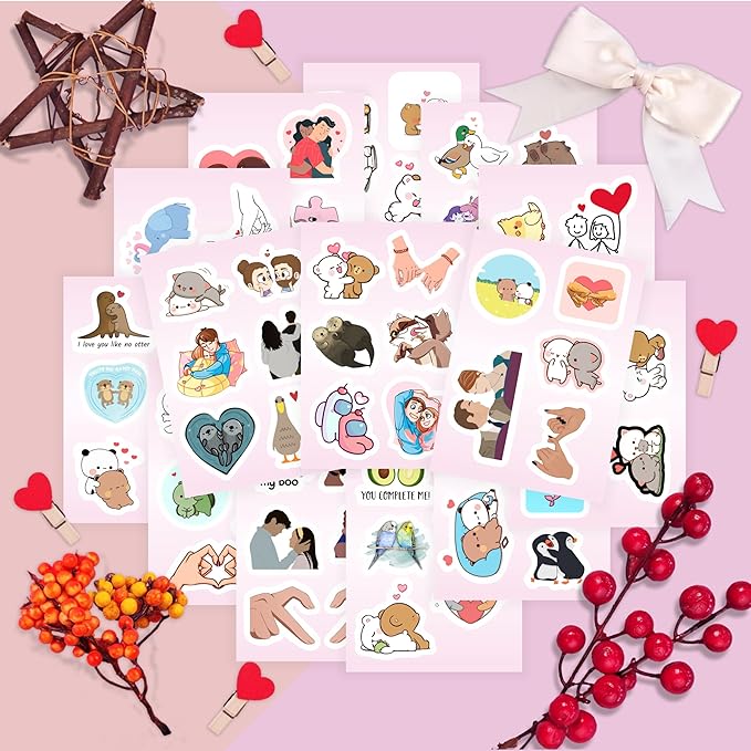 BulbaCraft Couple Stickers, Love Stickers for Water Bottle & Laptop - Couple Party Supplies & Decorations, Waterproof Vinyl Decals, Love and Relationship Decals, Gifts for Women & Men