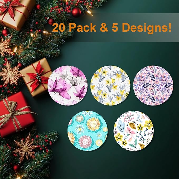 20pcs Sensor Covers for Libre 3 & Lingo Waterproof, Adhesive Patches for Lingo,Sweatproof CGM Protector,Lasts for 14 Days (Floral, Libre 3)