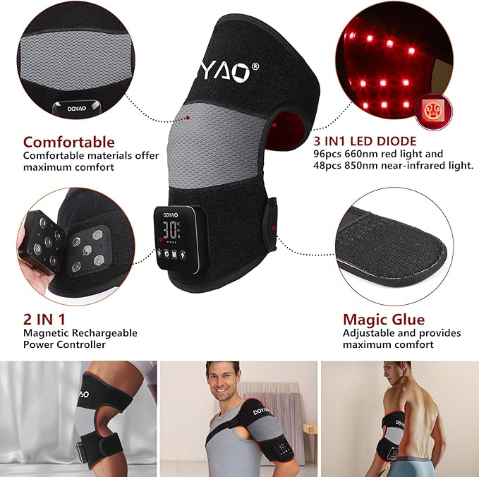 Cordless Red Light Therapy for Knee, Near Infrared Light Therapy Device Pulsing for Body Elbow Shoulder Arm Joint Pain Relief Muscle Relax, Portable for Home Office Business Trip Use