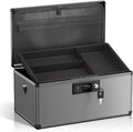 Medicine Lock Box with Key, Alluminum Alloy Box for Medication,First Aid Box with a Removeable Tray to Store Medicines & Pills for Home, Black,16 * 9.25 * 7.48 Inch
