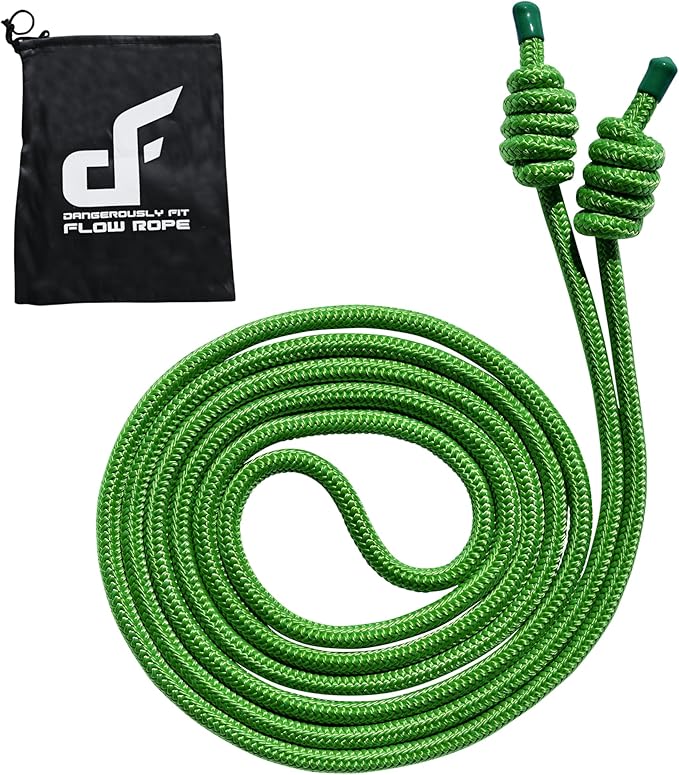 Flow Rope for Fitness Exercise - Double Braid 9ft Adjustable Length Jump Ropes - Home or Gym Training Workout for Men and Women