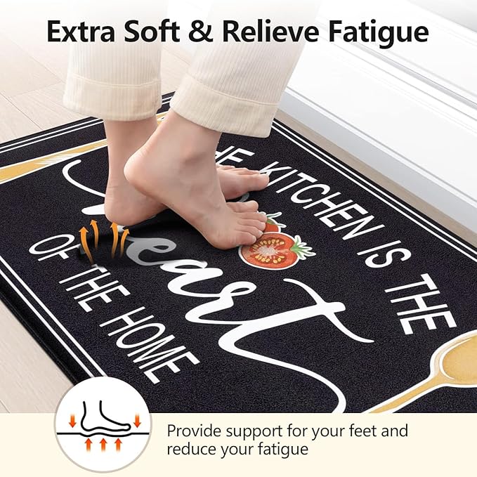 Yamaziot Anti Fatigue Kitchen Rug, 24"x 94" Non-Slip Waterproof Farmhouse Cushioned Comfort Standing Floor Mat for Kitchen, Office, Sink, Laundry