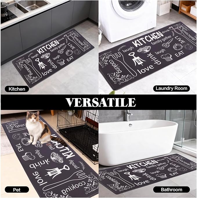 Mirok Washable Anti Fatigue Mat for Cushioned Floor Mat,Farmhouse Chef Kitchen Non-Skid Ergonomic Comfort Foam Rugs,Non Slip (17"x47")