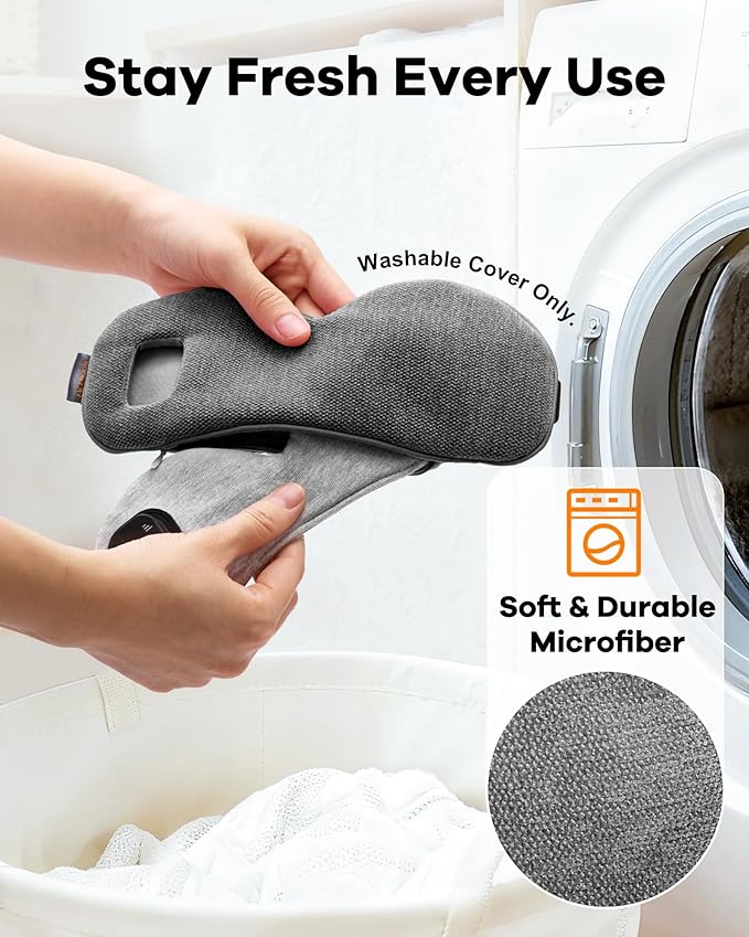 FACEMOON Heated Eye Mask for Dry Eyes: Electric Warm Compress for Blepharitis Stye Tired Eyes - Cordless Heat Relief Heating - Stable Temp 1500 Mah Rechargeable Washable Gray