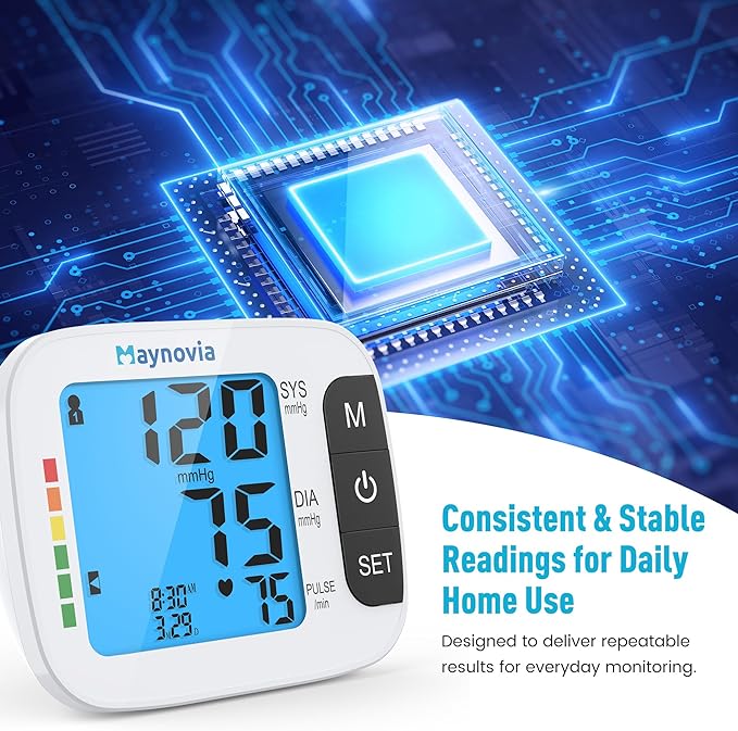 Digital Upper Arm Blood Pressure Monitor, Automatic BP Machine for Home Use with Large Backlit Display, Voice Broadcast, Irregular Heartbeat Detection, Adjustable Wide Cuff 8.6"-16.5"