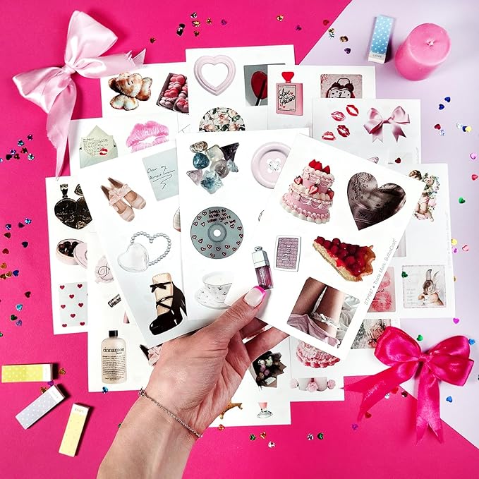 BulbaCraft 100Pcs Coquette Stickers - Coquette Aesthetic, Small Waterproof Pink Sticker Sheets for Phone Cases, Gifts for Women & Men