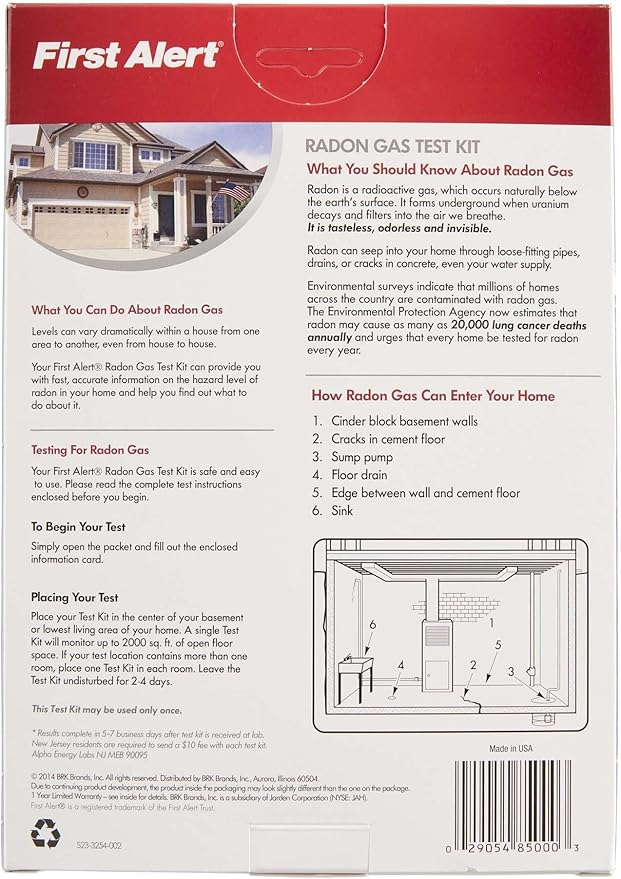 First Alert Radon Gas Test Kit,RD1,(Pack of 6)