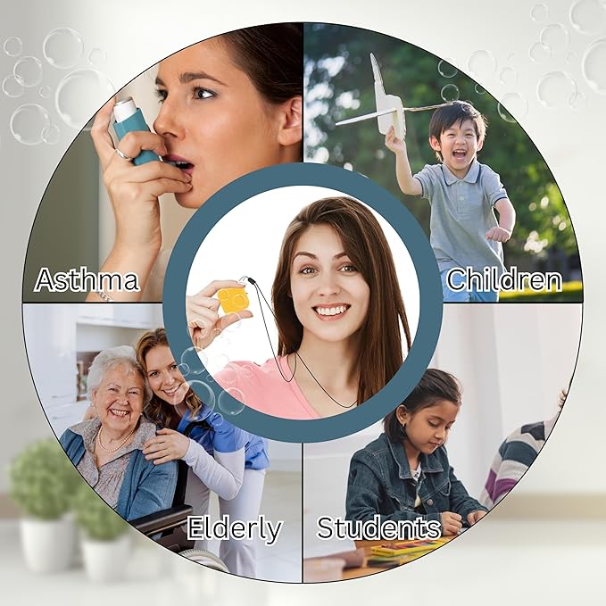 Portable Air Purifier for Travel, Gym, Office, Car – Wearable/Neckless Filterless Ionic Purifier, 50 Million Ions/cm³ for Dust,Asthma,Allergies, Odor Removal – 600 mAh Rechargeable