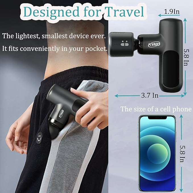 Mini Massager Gun with Heat and Cold Head, Massage Gun Deep Tissue with 4 Attachments, Portable Muscle Massager Gun for Pain Relief, Rechargeable Small Massage Gun for Office, Home, Athletes