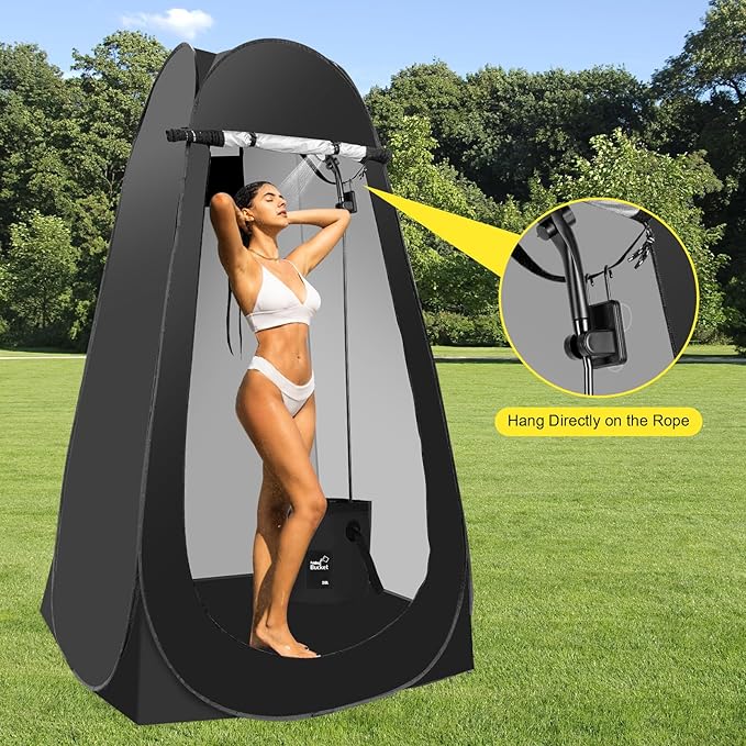 Portable Hot Shower Tent for Camping,Pop Up Privacy Tent with Rechargeable Camping Shower with 2000w Immersion Water Heater