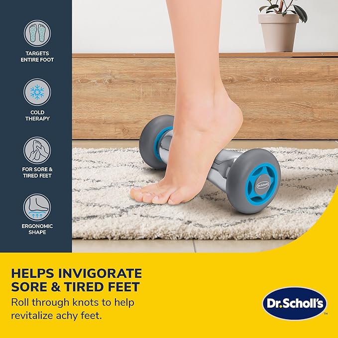 Dr. Scholl's Cold Therapy Foot Massage Roller -Tissue Massage, Muscle Tension, Heel Spurs, Plantar Fasciitis, Sore & Tired Feet