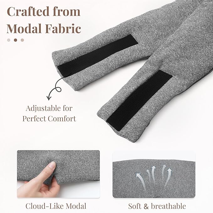 Mist Grey Modal Eye Mask for Sleep, Adjustable Breathable Wrap (70cm), Lightweight Soft Blindfold for Travel and Mediation, Holiday Ready-to-Gift Set for Men and Women from Timeless Artworks