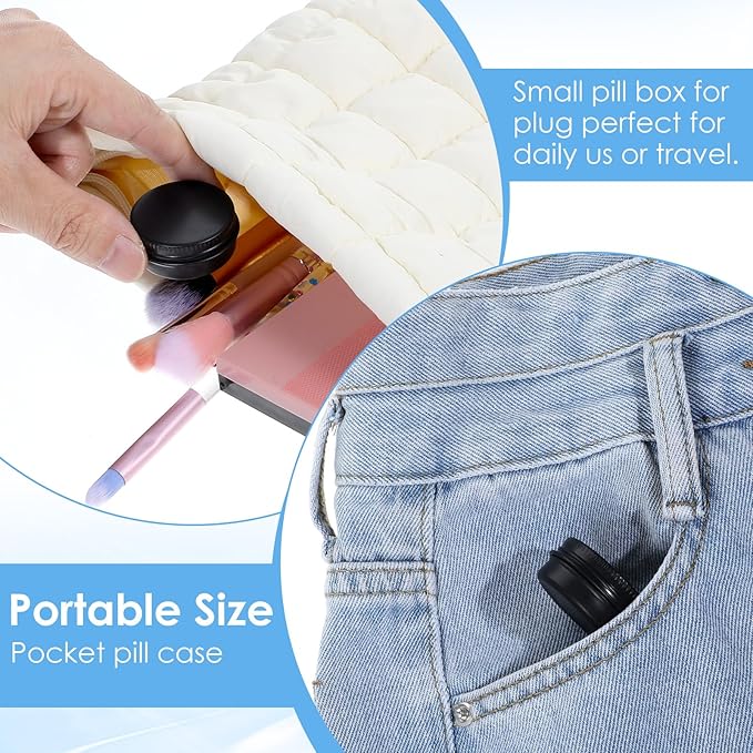 5 Pcs Metal Pill Box Portable Pill Case Round Travel Pills Organizer Box Aluminium Alloy Pills Container for Purse Daily Medicines Storage Boxes to Hold Small Things (Black)