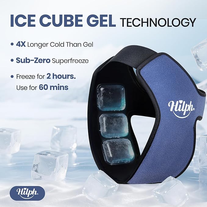 Hilph 3D Wisdom Teeth Ice Pack Wrap, 1 Hours Long-Lasting Ice Pack for Jaw, Cheek & TMJ with Ice Grid Gel Design, Flexible Gel Face Ice Wrap for Pain Relief After Oral Surgery, Wisdom Teeth Removal