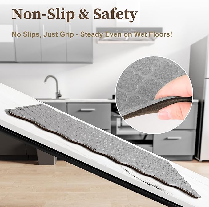 Upgrade Scalloped Embossed Kitchen Mats for Floor 2PCS Cushioned Anti Fatigue Waterproof Foam Kitchen Rugs Non Slip Washable Comfort Standing Mat for Office Sink Laundry, Gray