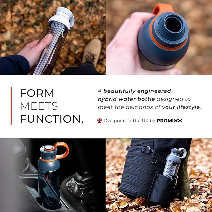 Promixx FORM Water Bottle - Premium Large Water Bottles for Hydration, Infusions and Supplements - Lifetime Durability, Leakproof Water Bottle BPA Free - 26oz / 760ml, Graphite Gray