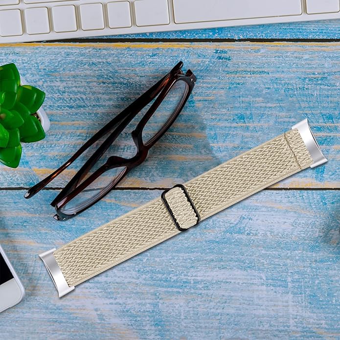 Lijinlan Nylon Band Compatible with Fitbit Charge 5 Advanced Fitness & Health Tracker, Elastic Woven Strap Stretchable Wristband Watch Bands Replacement for Charge 5 for Women Men