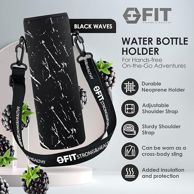 FIT Strong & Healthy 32 oz Glass Water Bottle with Straw Lid - Wide Mouth Borosilicate Glass Water Bottles with Time Marker, Silicone Sleeve & Extra Lid - 1L Large Motivational Drinking Bottle
