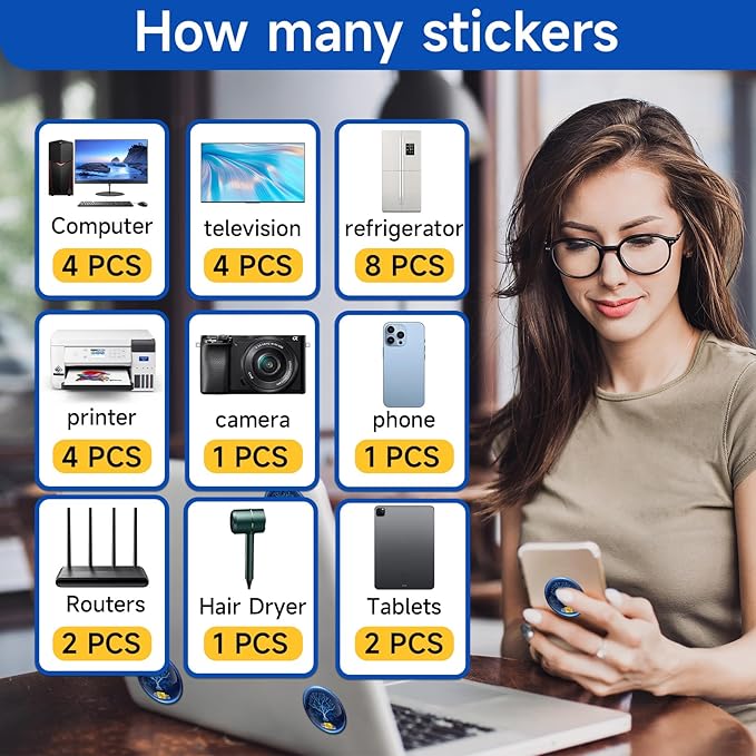 10 Pcs Phone Protection Stickers Neutralizers for Smart Phones/Tablets/Laptops/Computer/WiFi/Priner/TV Electronic Devices