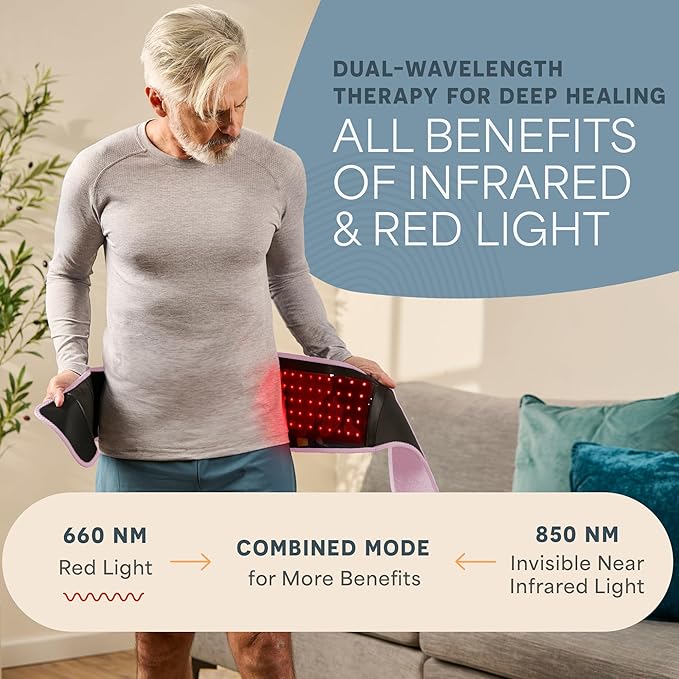 LifePro Red Light Therapy Belt – Infrared Red Light Therapy for Body, Back and Shoulder with Triple Chip LEDs, Allevared Belt with 660nm & 850nm Wavelengths – for Daily Comfort & Wellness Support