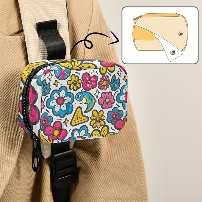 Cute Cartoon Flowers Travel Pill Case, Weekly Small Portable Pill Case 7 Days Vitamin Containers Organizer with Zipper