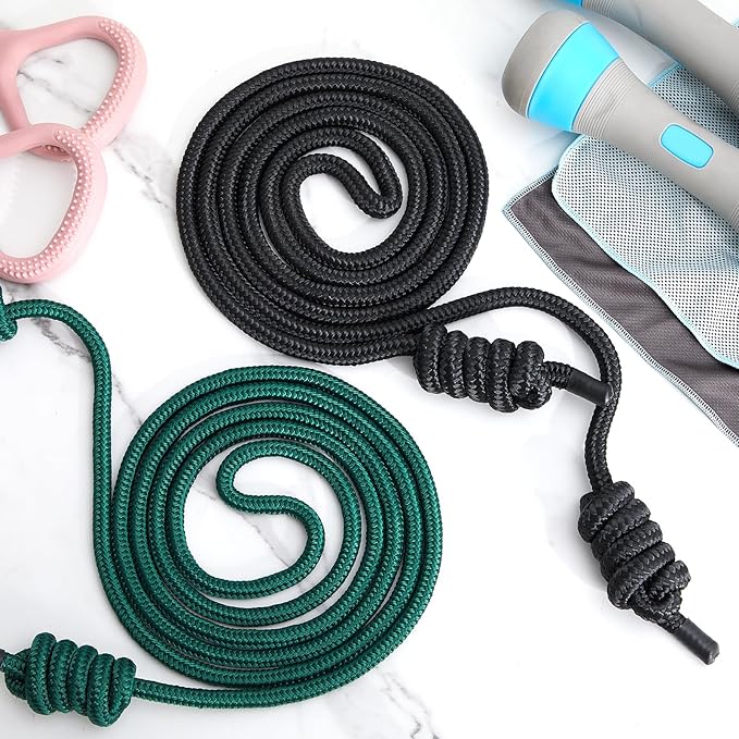 Lewtemi 2 Pcs Flow Rope for Fitness Double Woven Workout Rope Adjustable Length Flow Jump for Working out Men Women Training Exercise Gym Indoor Outdoor Beginner, 9 ft