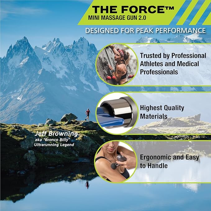 Pro-Tec Athletics Force Mini 2.0 Massage Gun w/FlexEdge® Attachment + 3 More (4 Total), Handheld Vibrating Soft Tissue Mobilizer, Percussion Muscle Scraper, Whole Body Muscle Relaxation, 5 Speeds
