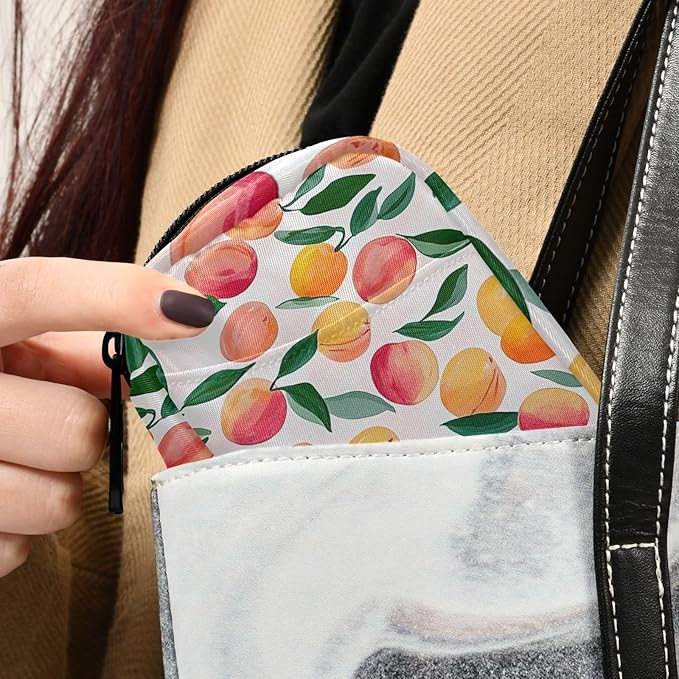 Travel Pill Case Peach with Leaf Weekly Small Pill Box 7 Day Pill Box Pill Organizer Bag