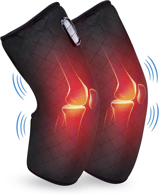 COMFIER Plug-in Heated Knee Massager for Knee Pain Relief with Vibration & Heat,Knee Heating Pad Pair, Knee Warmers for Men Women Seniors,Leg Massager, FSA Eligible HSA,Mothers Day Gifts for Mom Dad