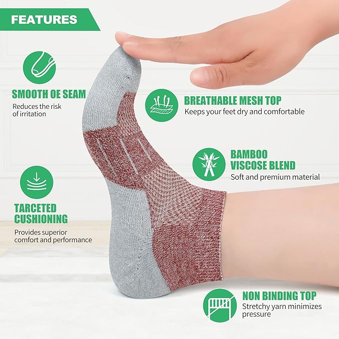 Diabetic Socks for Men,4 & 6 Pairs Low Cut Bamboo Viscose Wide Mens Diabetic Socks Size 9-11 10-13