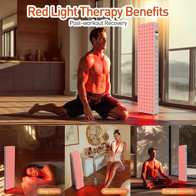 Red Light Therapy Panel for Full Body 200W 5 Wavement 150 Dual Chip LEDs 630+660+810+830+850nm Red and Near Infrared Lamp Therapy Device with Timer & Stand Pain Relief Face Skin Health Sleep