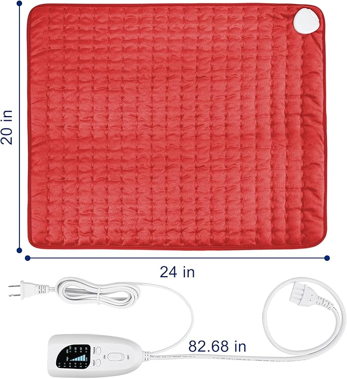 24"X20" Electric Heating pad with 6 Heat Settings, Auto Shut Off, Red Dry Electric Heating for Back Neck Knee Arms Legs Shoulder Heat Pads for Christmas Birthday Father's Day Mother's Day