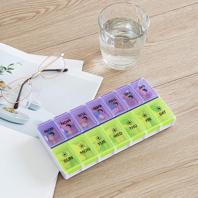 DANYING Large Pill Organizer 2 Times a Day, Weekly Pill Box 2 Per Day, AM PM Pill Case, Pill Container 7 Day, Vitamin Case Twice a Day
