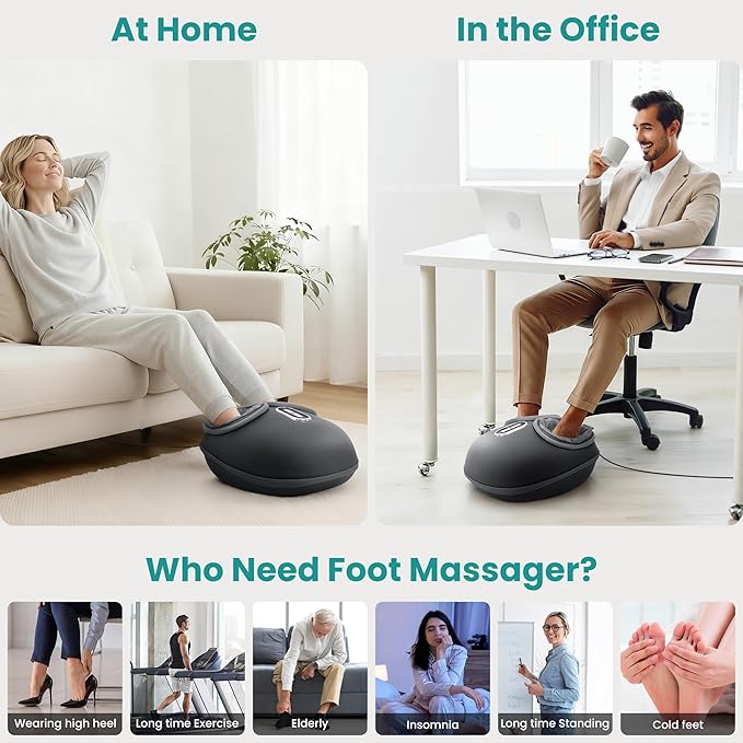 Nekteck Shiatsu Foot Massager with Heat [2026 Upgraded], 3 Modes Deep Kneading Therapy Air Compression, Feet Massage for Plantar Fasciitis, Relaxation Gifts for Men Women Mom Dad