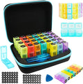 Monthly Medicine Pill Organizer 3 Times a Day, Travel Pill Box with Labels and Pill Cutter, Medication Organizer with 31-Day Compartments, Portable Vitamin Holder Storage Case with Hard Shell