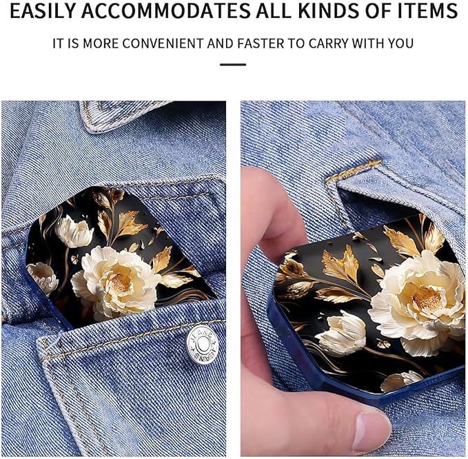 This Portable 3D White Peony Pattern 6 Compartment Pill Box Can Be Placed in A Pocket Or Wallet to Store Vitamins, Medicines Health Supplements Other Medications.
