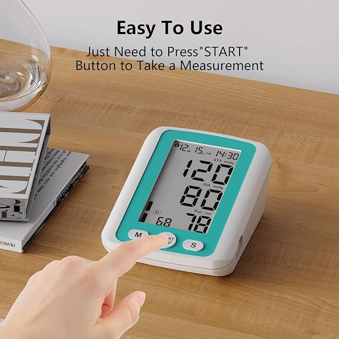 Upper Arm Blood Pressure Monitor for Home Use, Automatic Digital BP Machine with 9-17 inch Large BP Cuff, Large Backlit Display, 2X500 Sets Memories,Green