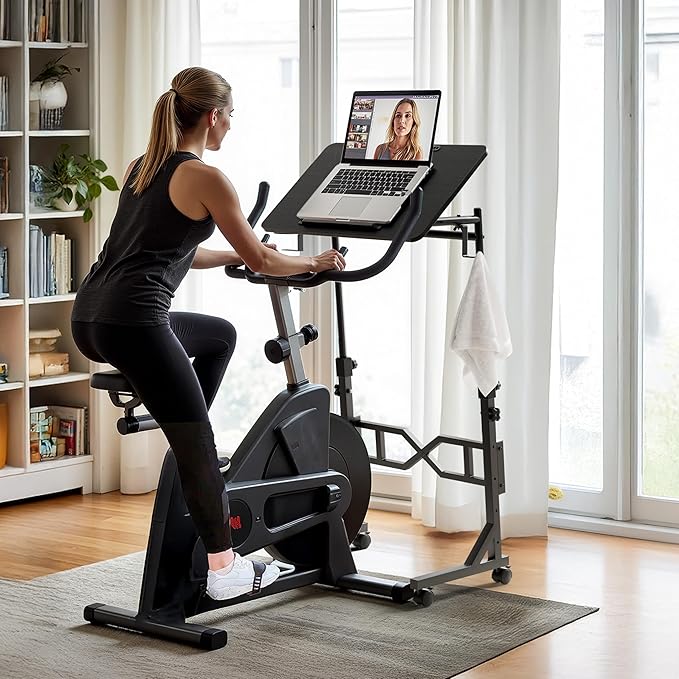 Small Standing Desk with Wheels, 29.5-45.3 Inch Adjustable Height, Portable Treadmill Desk, Rolling Computer Table for Walking Pad with a Cup Holder and a Hook