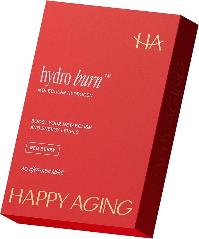 Happy Aging Hydro Burn H2 Molecular Hydrogen Water Tablets|Clean Energy & Metabolic Support| Molecular Hydrogen with Magnesium| Fast-Dissolving, Keto Antioxidant|30 Red Berry Tablets