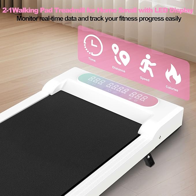 2 in 1 Foldable Walking Pad with Incline and Handle Bar, Compact Under Desk Treadmill with LED Display & Remote Control, Portable Treadmills for Home Office Small Spaces, 265 LBS Capacity