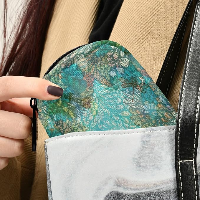 Fantasy Dragonfly Pill Box 7 Day Pill Case Travel Pill Organizer Bag with Zipper Bag Portable Weekly Case Compact Size for Vitamin Supplement Holder