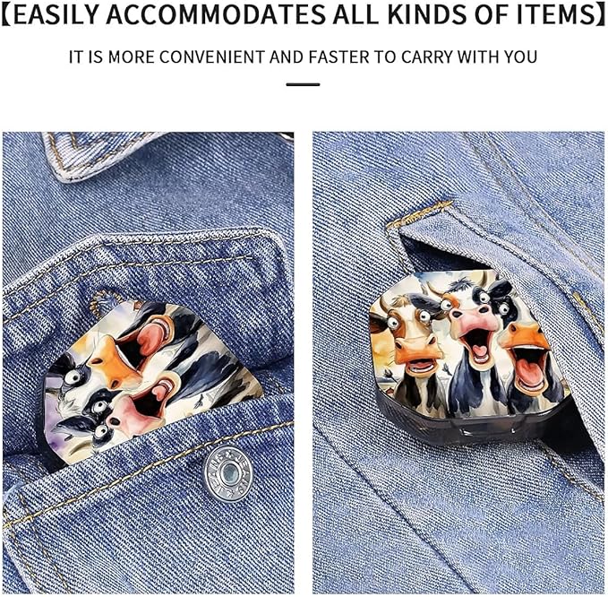 This Portable Funny Cartoon Cow Pattern 4 Compartment Pill Box Can Be Placed in A Pocket Or Wallet to Store Vitamins, Medicines Health Supplements Other Medications.