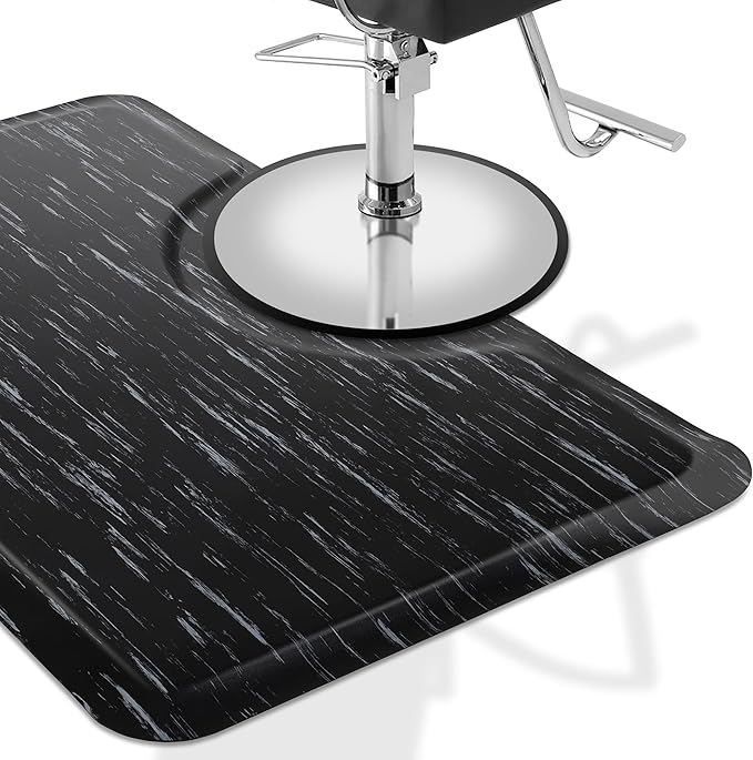 Saloniture 3 ft. x 5 ft. Salon & Barber Shop Chair Anti-Fatigue Floor Mat - Marble Rectangle - 1/2 in. Thick