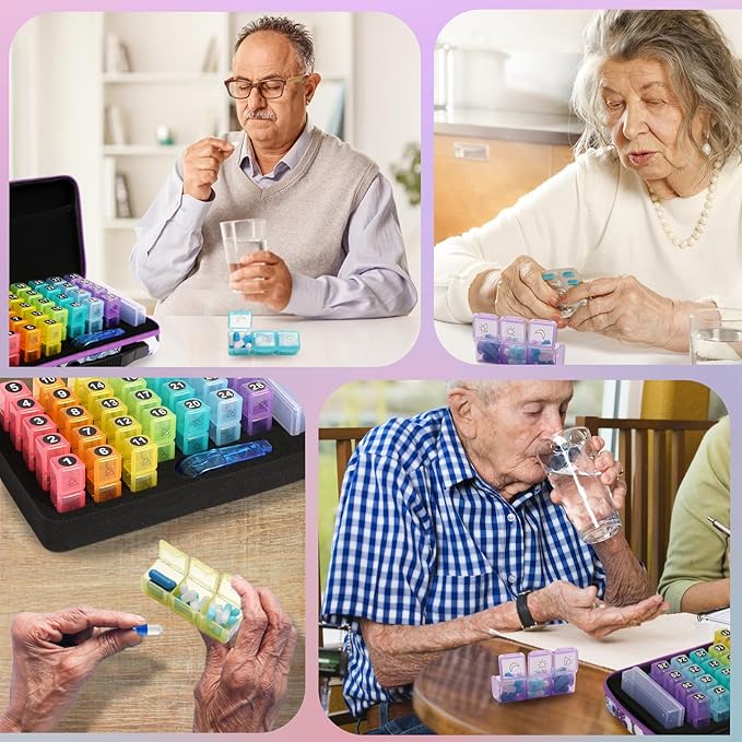 31-Day Medication Box, Featuring 31 Daily Dosage compartments (Allowing for 3 Daily doses), Equipped with a Pill Cutter, is Highly Suitable for Home or Travel use.