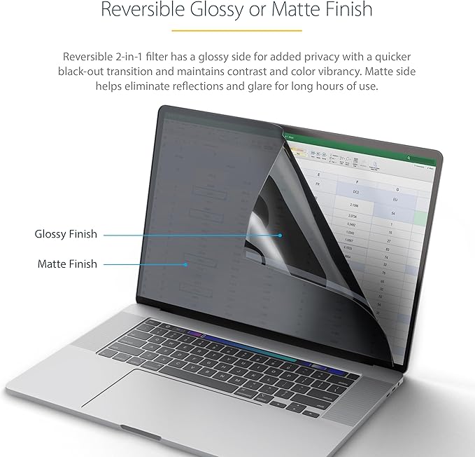 StarTech.com 16-inch MacBook Pro 21/23 Laptop Privacy Screen, Anti-Glare Privacy Filter w/51% Blue Light Reduction, Monitor Screen Protector with +/- 30 deg. Viewing Angle (16M21-PRIVACY-SCREEN)